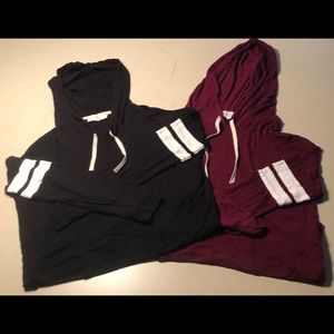 2 Long Sleeved Hooded Shirts